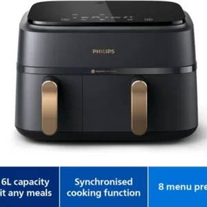 Philips Series 3000 NA352/00 – Friteza na vruć vazduh sa dve korpe, 9 L, 8-u-1