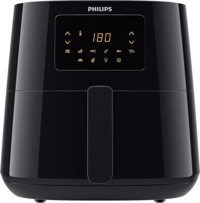 Philips Essential Airfryer XL - Digitalna friteza na vruć vazduh kapaciteta 2,65 lb / 6,2 L sa Rapid Air tehnologijom, dizajnom u obliku morske zvezde, korpom koja se lako čisti, crna (HD9270/91)
